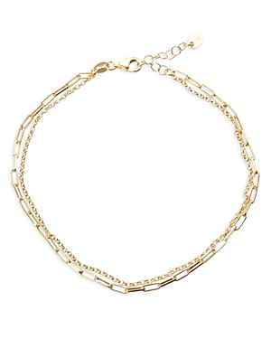 Argento Vivo Layered Paperclip Anklet