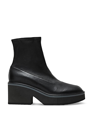 Shop Clergerie Women's Albane Mid Heel Platform Leather Booties In Black Suede