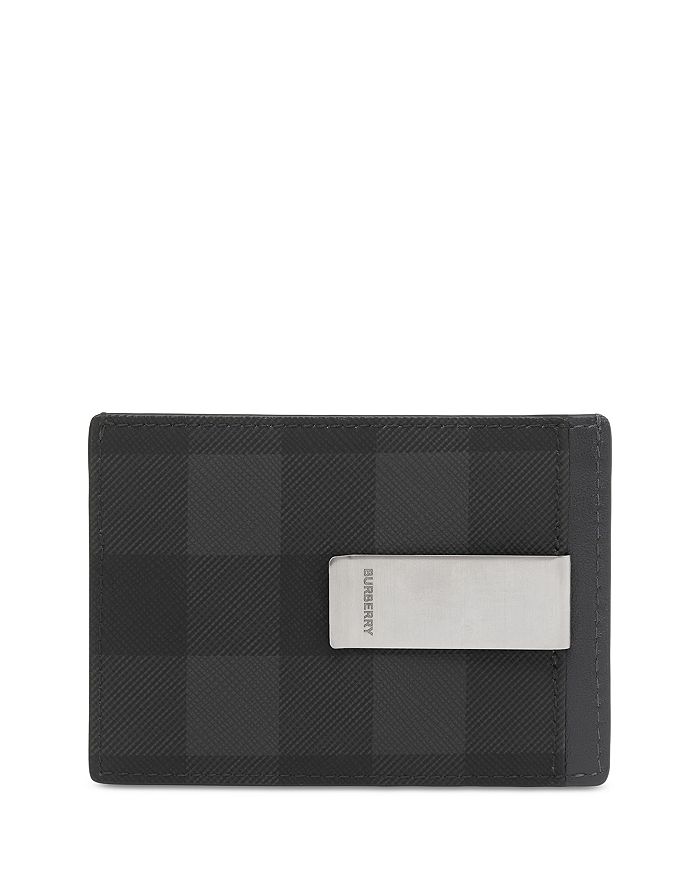 Burberry Black Grained Leather Card Holder and Money Clip - Yoogi's Closet