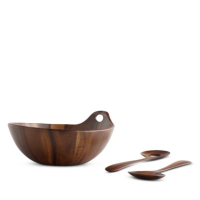 Wood Salad Bowl with Servers