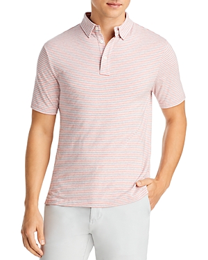 Faherty Movement Stretch Stripe Regular Fit Polo Shirt In Rose Madak