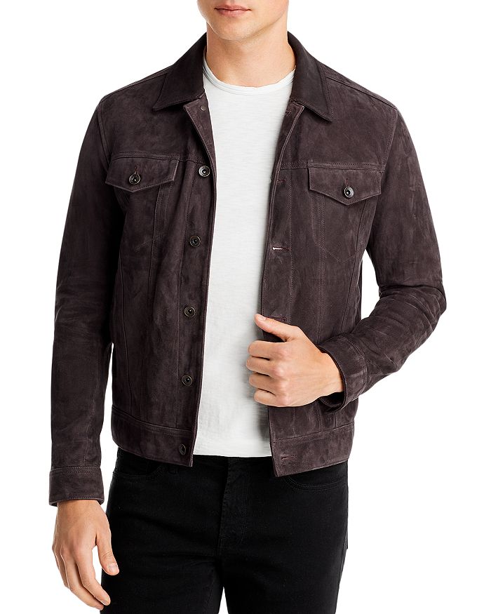 John Varvatos Brandon Slim Fit Leather Trucker Jacket | Bloomingdale's