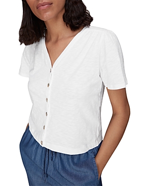 Shop Whistles Maeve V Neck Button Front Tee In White