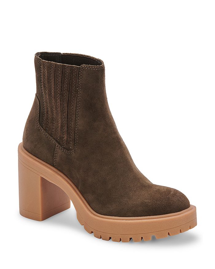 Dolce Vita Caster H2o Cheslea Booties Women's Shoes In Olive Suede