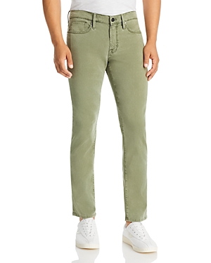 Shop Frame L'homme Slim Brushed Twill Pants In Washed Military