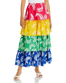 AQUA - Rainbow Leaf Print Maxi Skirt - 100% Exclusive