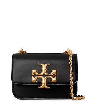 Tory Burch Eleanor Small Leather Shoulder Bag In Black/rolled Brass
