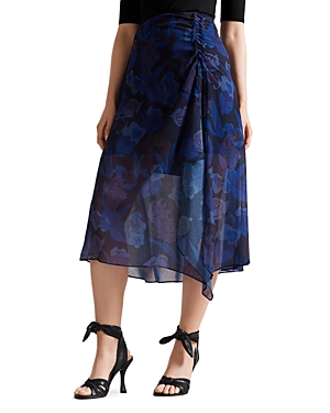 Ted Baker Lexiy Printed Ruched Midi Skirt