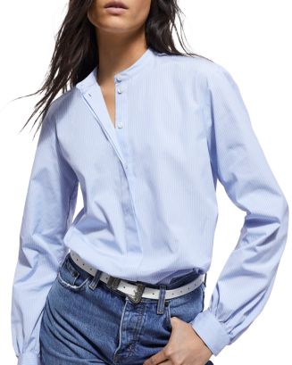 The Kooples Striped Banded Collar Shirt | Bloomingdale's