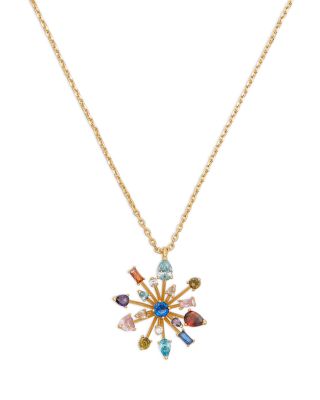 New York Mixed Cubic Zirconia Firework Flower Pendant Necklace In Gold  Tone, 16-19 In Multi