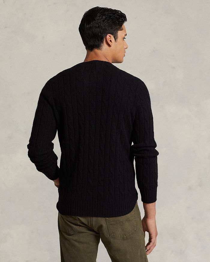 Polo Ralph Lauren Cable Knit Crew Neck Sweater In Polo Black