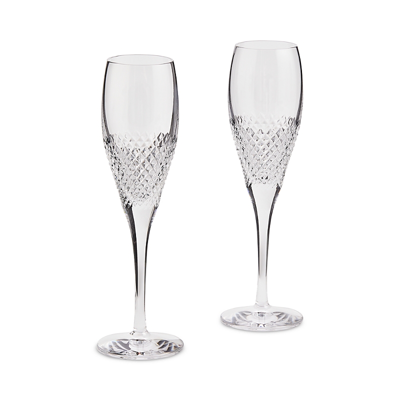 Wedgwood Vera Wang Diamond Mosaic Flutes, Set Of 2 In Clear