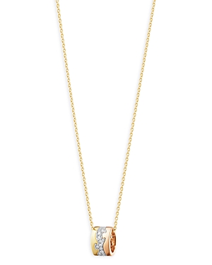 Georg Jensen 18K Rose, White & Yellow Gold Fusion Diamond Pave Puzzle Inspired Pendant Necklace, 17.72