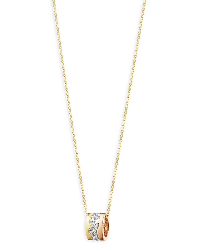 Georg Jensen 18k Rose, White & Yellow Gold Fusion Diamond Pave Puzzle Inspired Pendant Necklace, 17.72 In Gold/rose Gold/. Ct. T.w.
