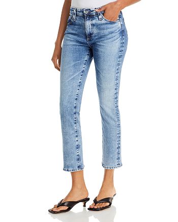 AG Mari High Rise Cropped Slim Straight Jeans in Sunset Train ...