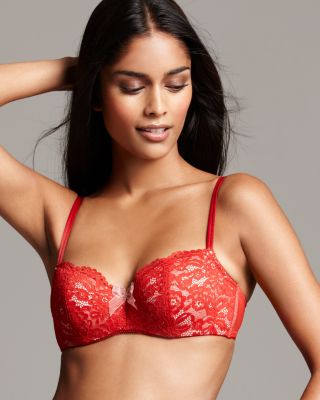B.tempt'd By Wacoal Women's Ciao Bella Balconette Bra – Lace Overlay, Underwire, Sheer Bow Detail