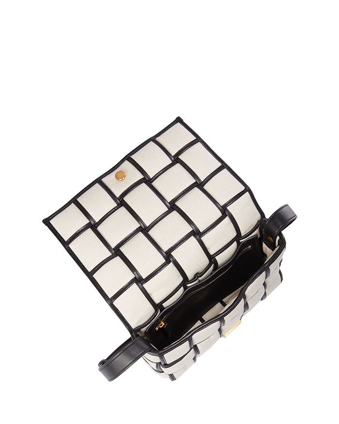 Shop Bottega Veneta Padded Cassette Canvas & Leather Crossbody Bag In Natural/black/gold