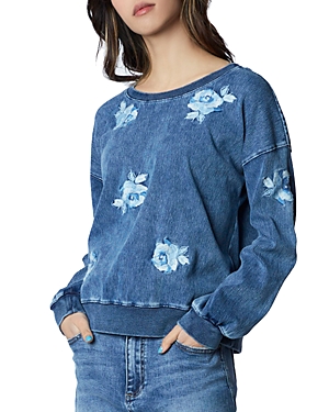Billy T Denim Rose Sweatshirt In Blue Denim