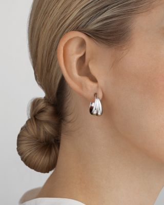 Sterling Silver Curve Graduated Small Hoop Earrings