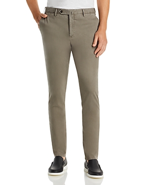 Pt01 Delave Stretch Tricotine Slim Fit Dress Trousers In Taupe