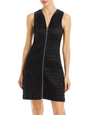 Proenza Schouler White Label Faux Leather Smocked Zip Dress |  Bloomingdale's Women