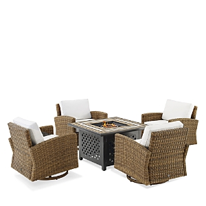Sparrow & Wren Bradenton 5 Piece Outdoor Wicker Conversation Set With Fire Table In White