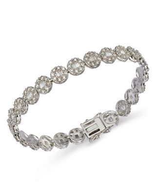 Bloomingdale's Fine Collection - Diamond Round & Baguette Halo Link Bracelet in 14K White Gold, 5.0 tcw
