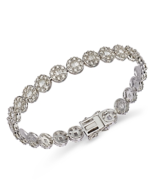 Bloomingdale's Diamond Round & Baguette Halo Link Bracelet in 14K White Gold, 5.0 ct. t.w. - 100% Ex