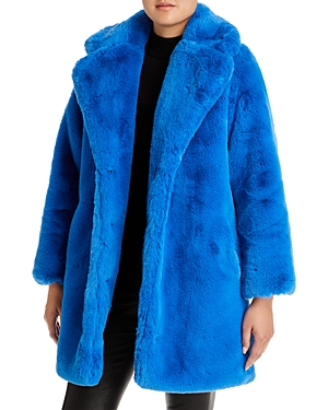 Apparis Faux-shearling Oversize Coat In Azure Blue