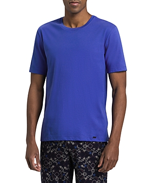 Hanro Living Crewneck Short Sleeve Tee In Dazzling Blue