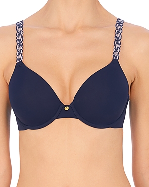 Natori Pure Luxe Underwire T-shirt Bra In Midnight Navy/antique Peach