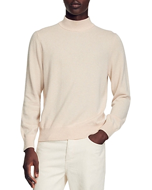 Sandro Funnel Neck Cashmere Sweater In Cream