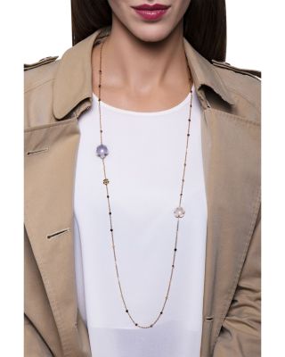18K Rose Gold Bon Ton Multi Gemstone & Diamond Sautoir Necklace, 40.55"