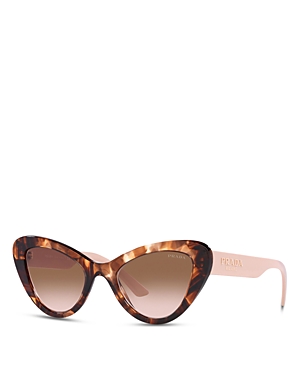 Prada Cat Eye Sunglasses, 52mm In Pink Havana/brown Gradient