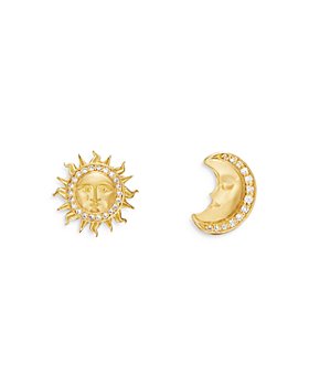 Temple St. Clair - 18K Yellow Gold Celestial Diamond Sun & Moon Mismatch Stud Earrings