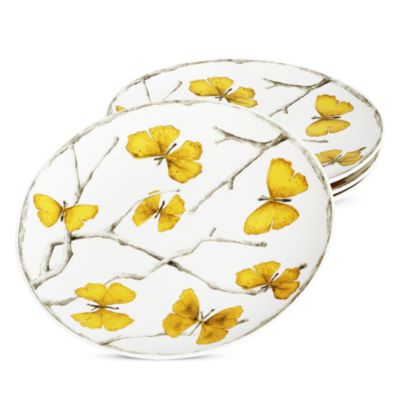 Butterfly Ginkgo Gold Tidbit Plates, Set of 4