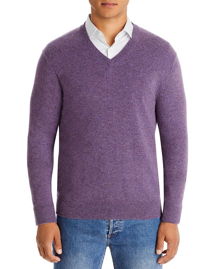 The Men's Store At Bloomingdale's Cashmere V-neck Sweater - 100% Exclusive In Heather Purple