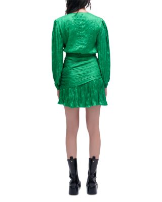 green emerald velvet dress Rexy Woven Metallic Mini Dress