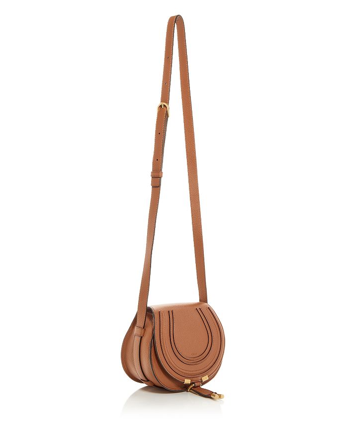 Shop Chloé Marcie Small Leather Saddle Bag In Tan
