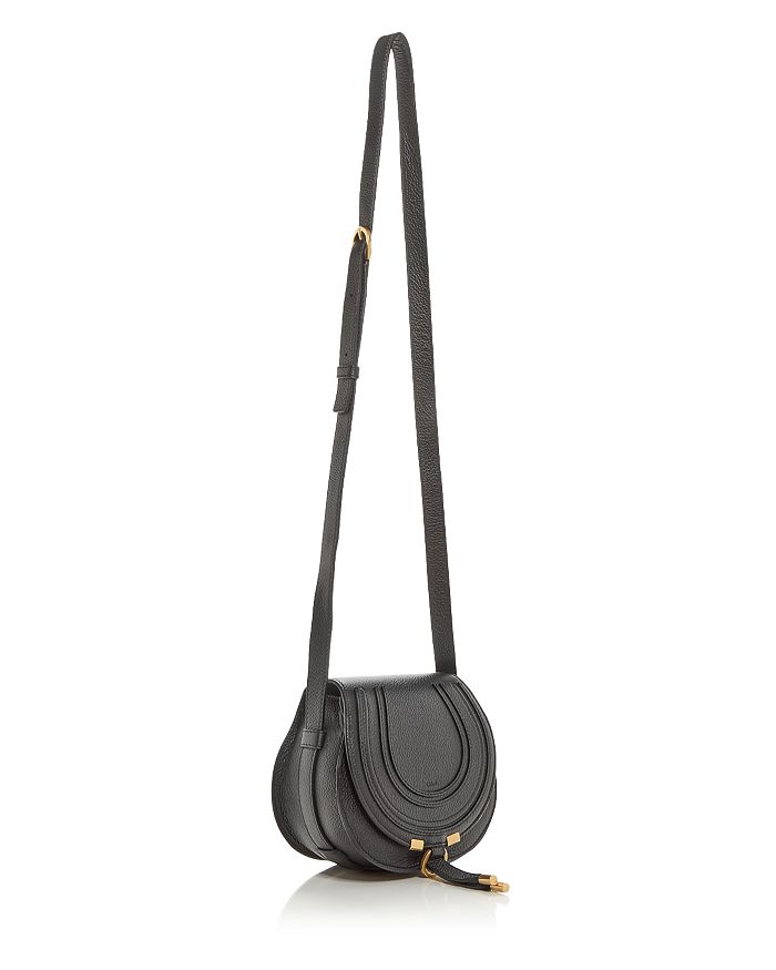 Shop Chloé Marcie Small Leather Saddle Bag In Black