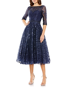 Mac Duggal Embellished A Line Dress In Navy
