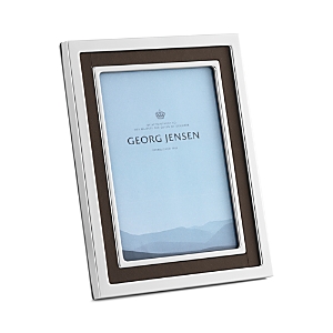 Georg Jensen Manhattan Leather And Stainless Steel Frame, 5" X 7" In Silver
