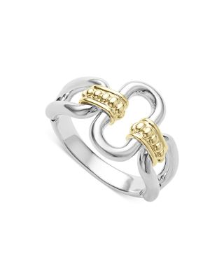 18K Yellow & Sterling Silver Signature Caviar Oval Link Ring