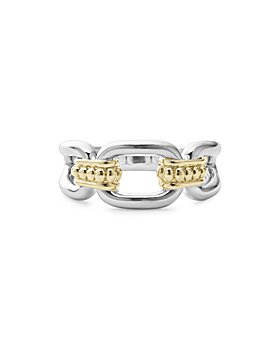 LAGOS - 18K Yellow & Sterling Silver Signature Caviar Link Ring