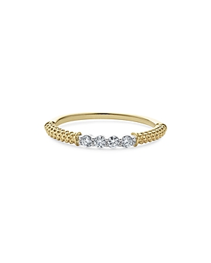 Lagos 18k White & Yellow Gold Signature Caviar Diamond Stacking Ring In Gold/white