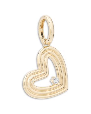 14K Yellow Gold Groovy Diamond Heart Pendant