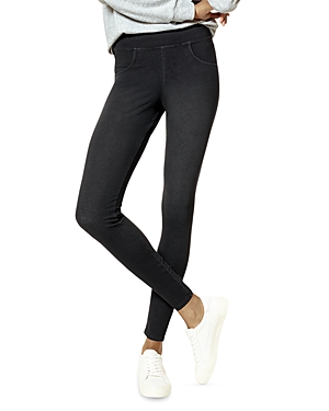 Shop Hue Game Changing High Rise Skinny Denim Leggings In Black Wash