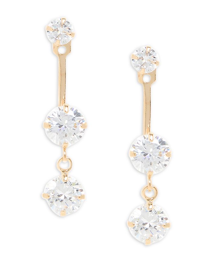 Shashi Versailles Cubic Zirconia Linear Drop Earrings in 14K Gold