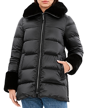 Dawn Levy Alyssa Shearling Collar Quilted Hooded Jacket