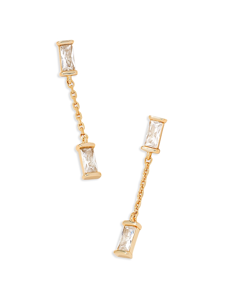 Kendra Scott Juliette Baguette Cubic Zirconia & Chain Drop Earrings In 14k Gold Plated In Gold White